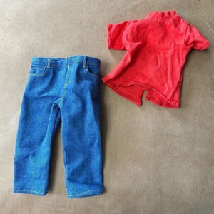 Vintage 1999 American Girl BLUE JEAN BASICS T-shirt, Belt  And Socks Included